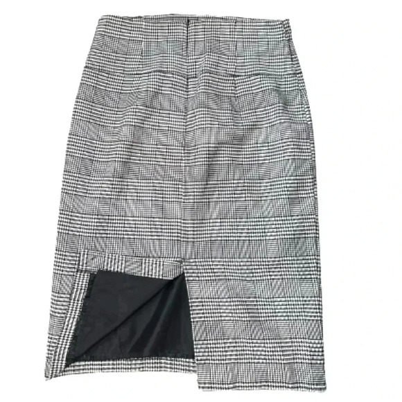 WORTHINGTON PENCIL SKIRT BLACK WHITE PLAID HIGH WAIST P STRETCH SIZE 12 LARGE - Picture 4 of 12